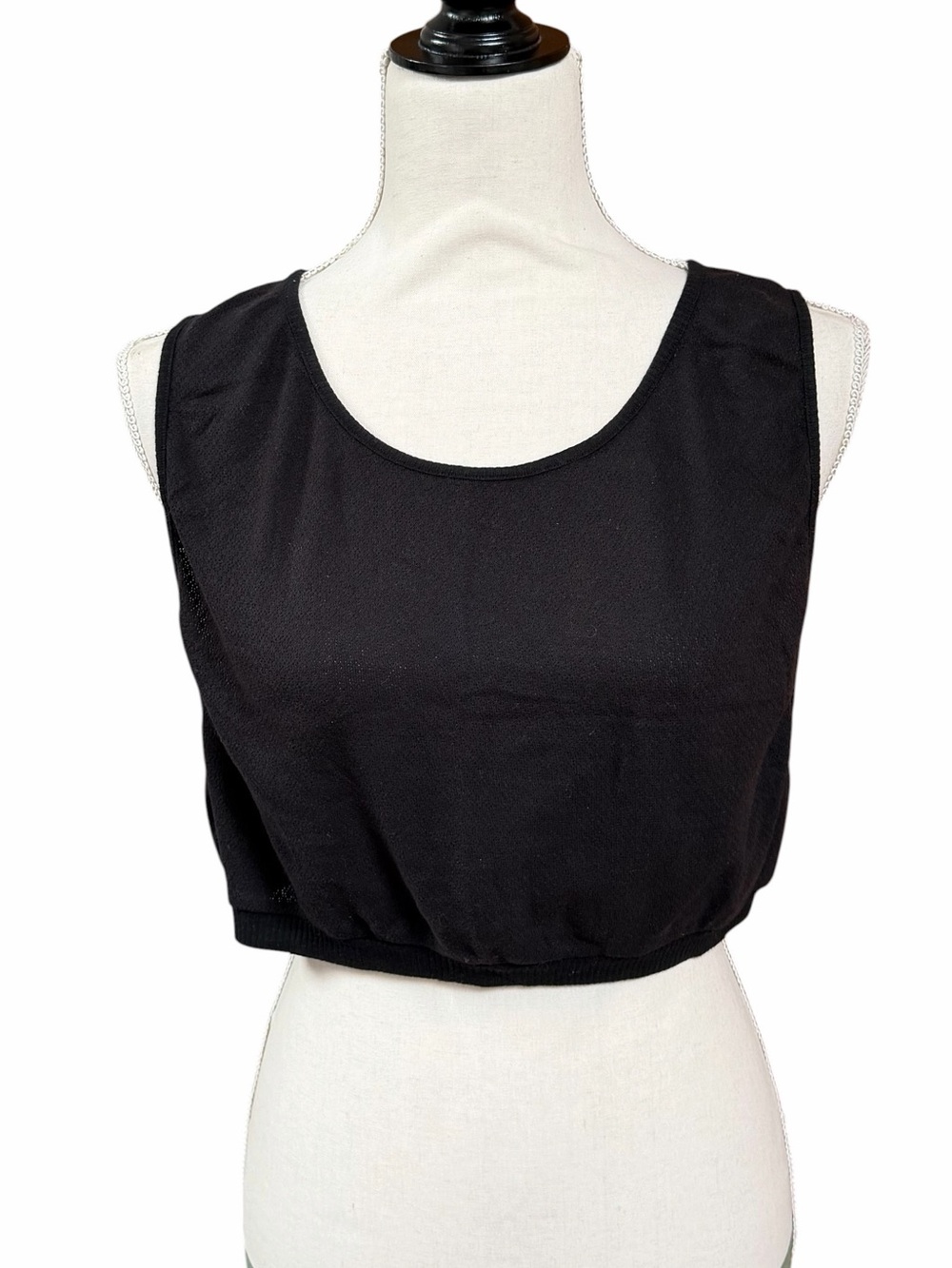David Michael Black Cropped Cotton Knit Tank Top S Minimalist Sleeveless